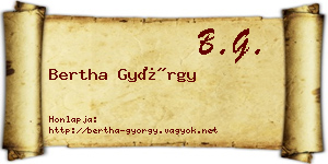 Bertha György névjegykártya